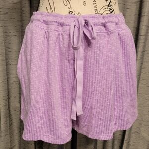 Purple Ribbed Women's Sleep Shorts